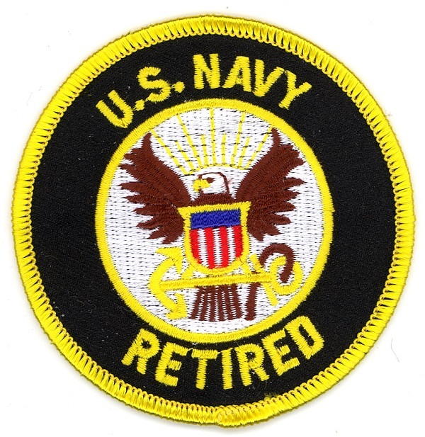 US NAVY RETIRED  Embroidered Patches 3" Diameter
