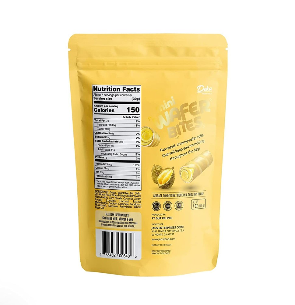 4 PACK DEKA MINI WAFER BITES DURIAN FLAVOR