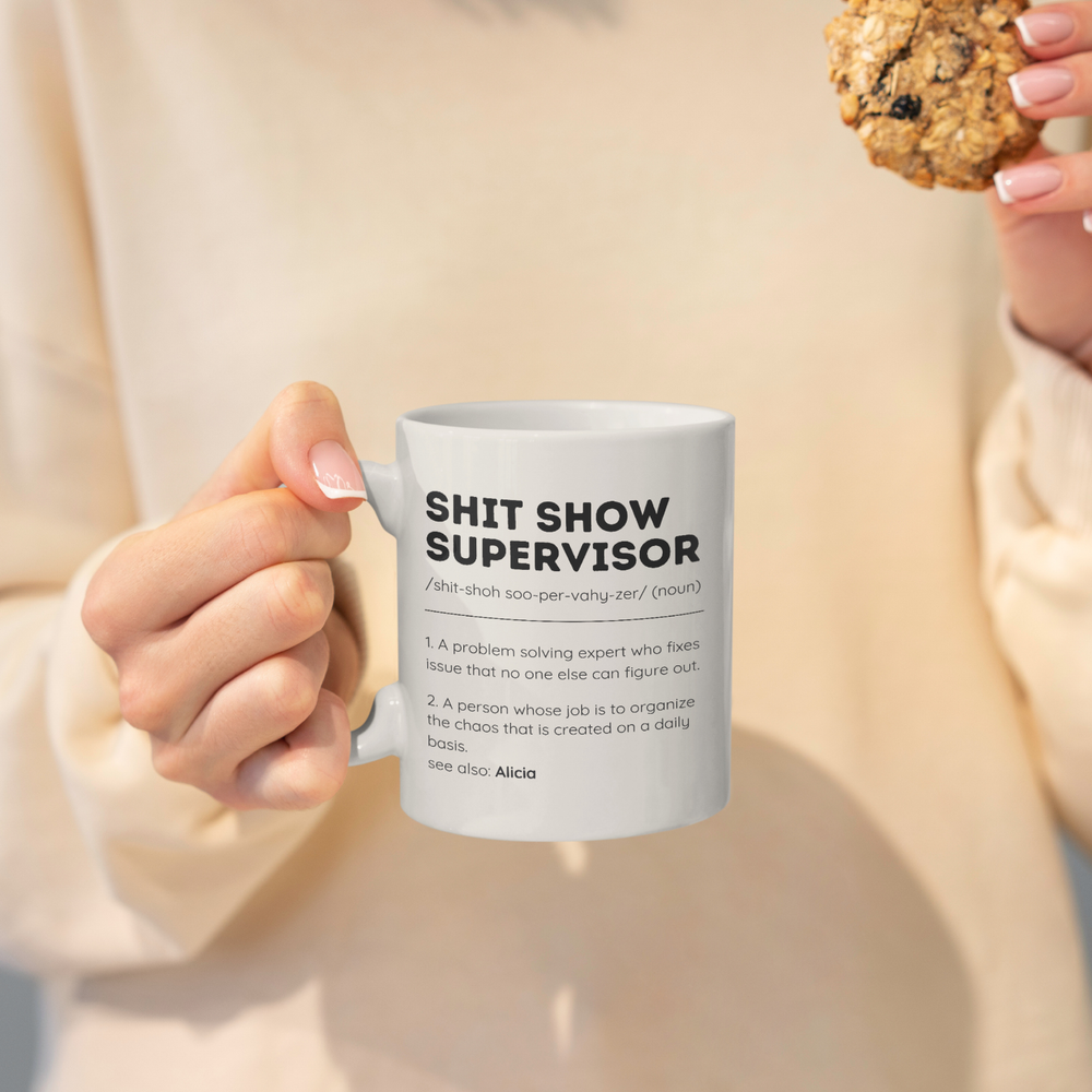 Custom Coffee Mugs Personalized Ceramic Cups Shitshow Supervisor Boss Gift 11 oz