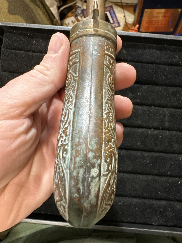 Vintage brass powder horn