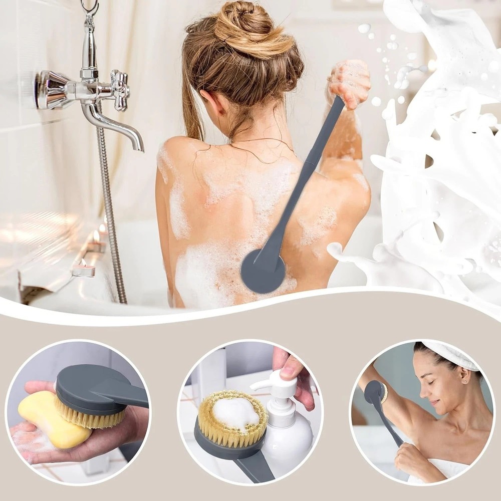 Back Scrubber for Shower,20.5" Bath Brush Long Handle for Deep Cleaning,Back