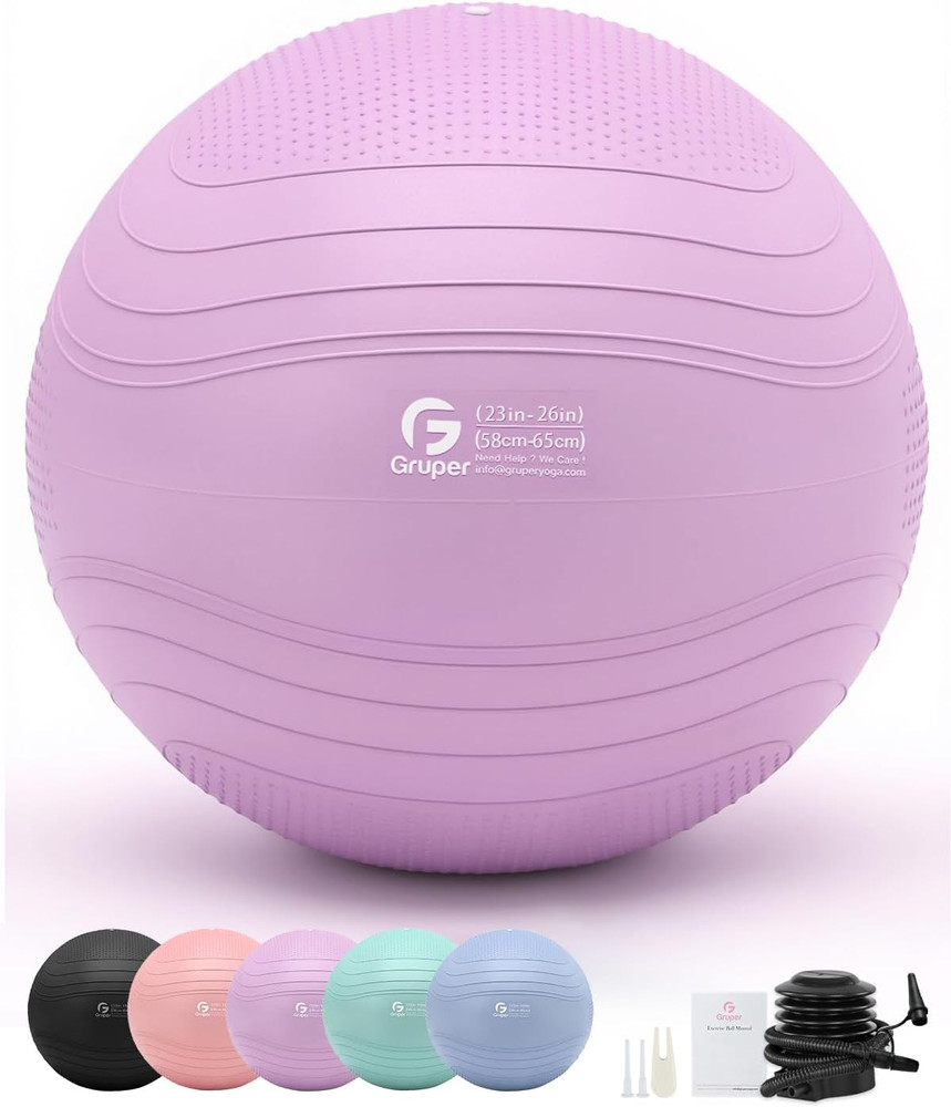 Yoga Ball, Extra Thick Exercise Ball for Workout Pregnancy Stability - 4 Sizes a