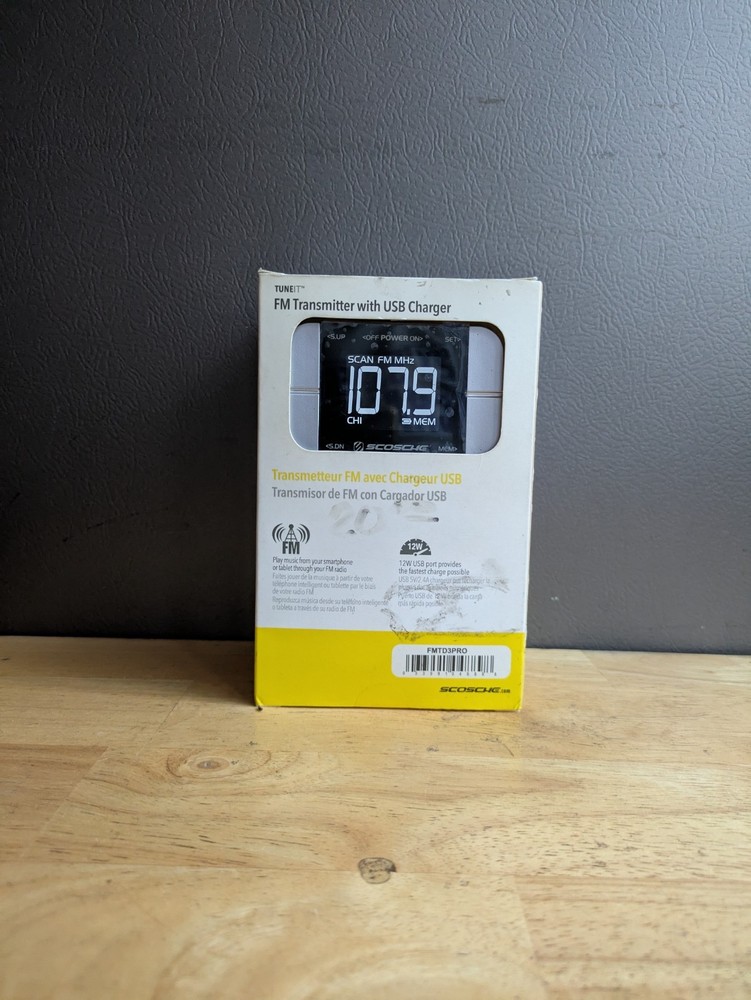 Scosche FM Transmitter with USB Charger for Car Audio System