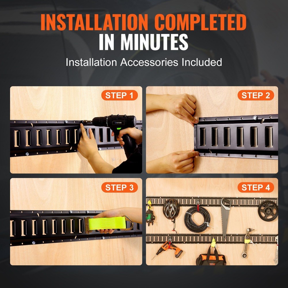 E Track Tie-Down Rail Kit 18PCS 5' E-Tracks Set 2000 lbs High Load Capacity