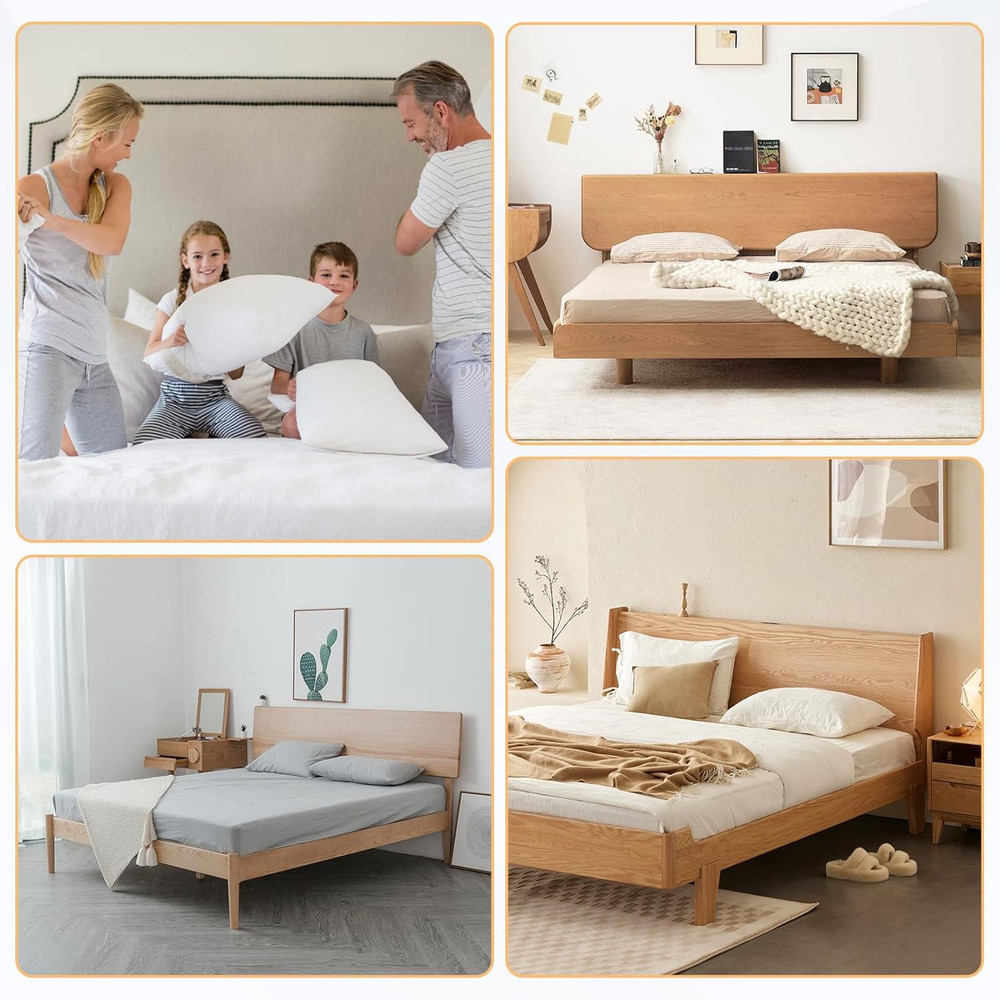 2Pcs Queen Bed Headboard Attachment Plates with Hardware Matte Black