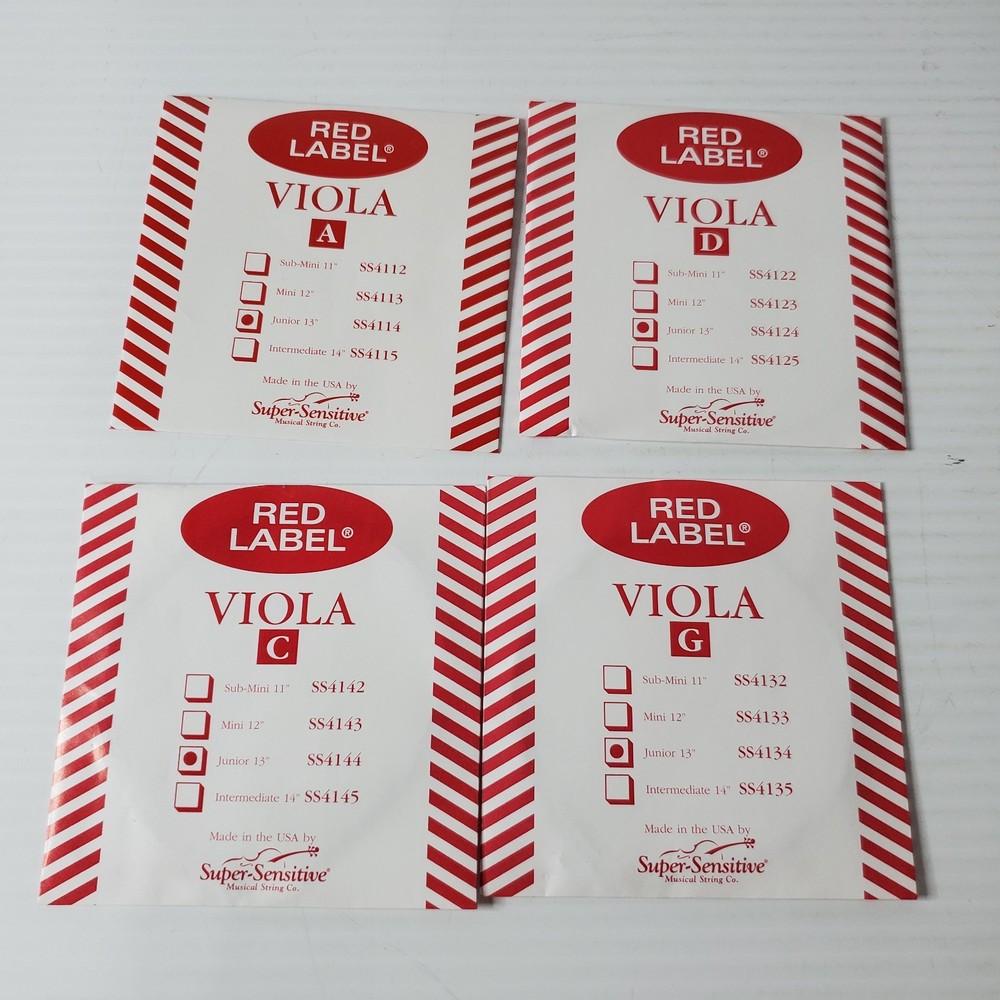 Red Label Junior 13" Scale Viola 4 String Set Super Sensitive SS4104