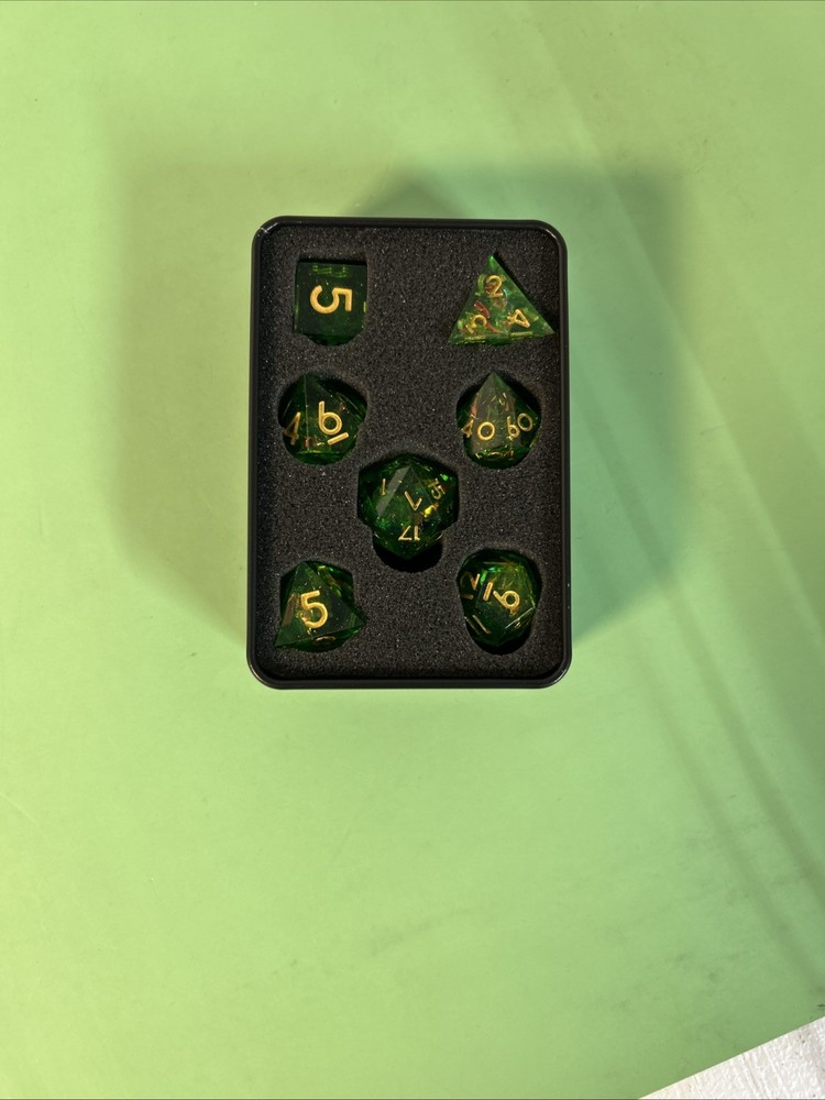 LDICEK Green Polyhedral Dice Set for Dungeons & Dragons