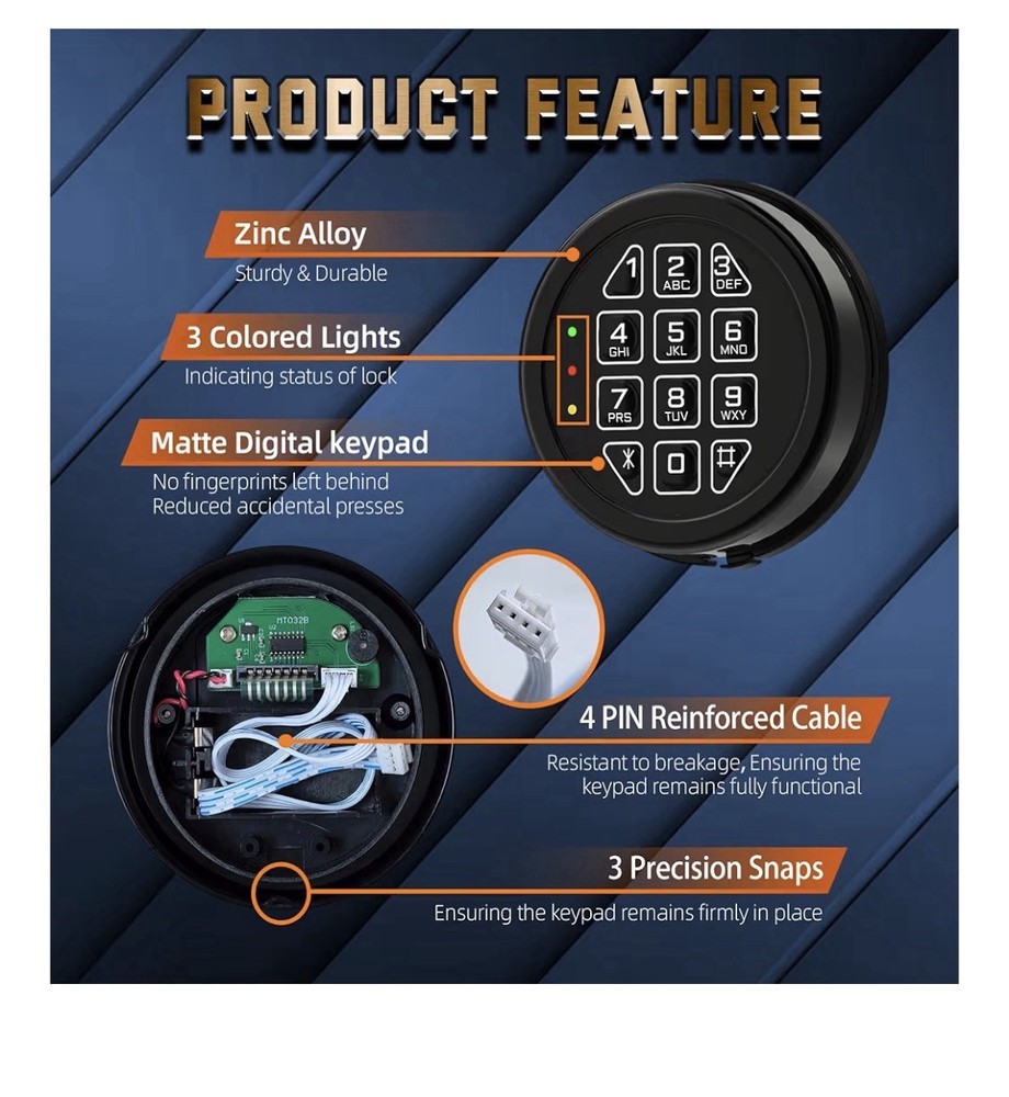 High Security Electronic Safe Lock Replacement Kit With 2 Override Keys