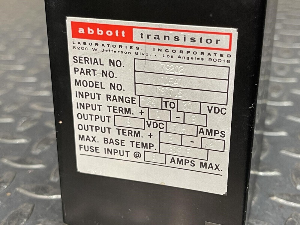 Abbott C8D7.5 Transistor Output 8VDC 7.5A, Input 24 to 30 VDC