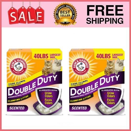 2 Box Double Duty, Advanced Odor Control Clumping Cat Litter, Scented,40lb Box