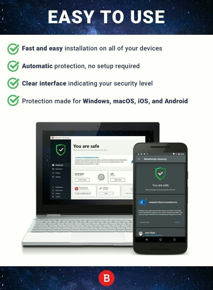 Bitdefender Total Security - 3 Year 1 Windows Devices Protection LATEST Version