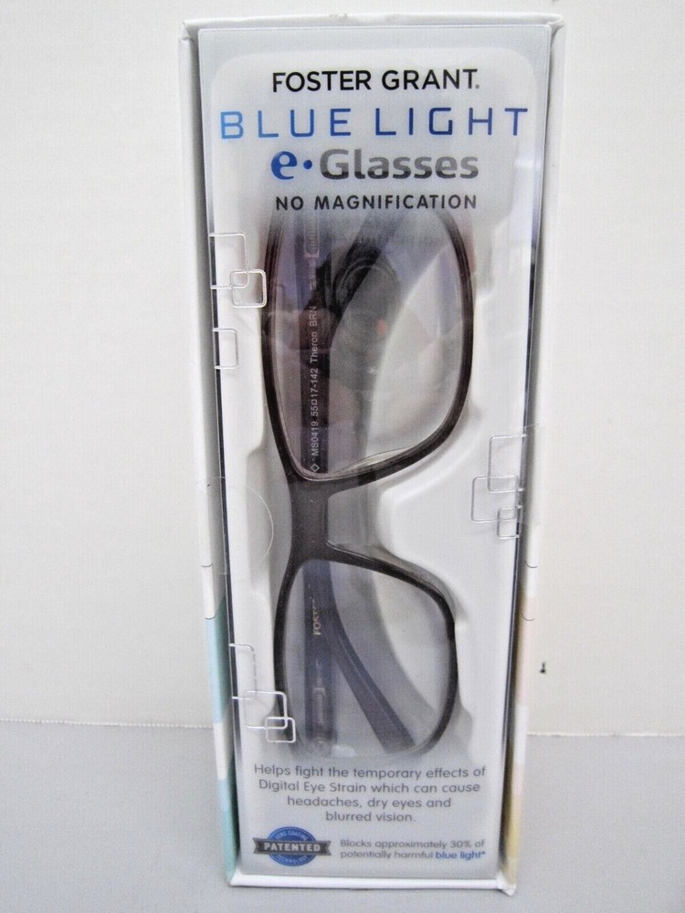 Foster Grant Theron Blue Light e- Glasses With Case No Magnification