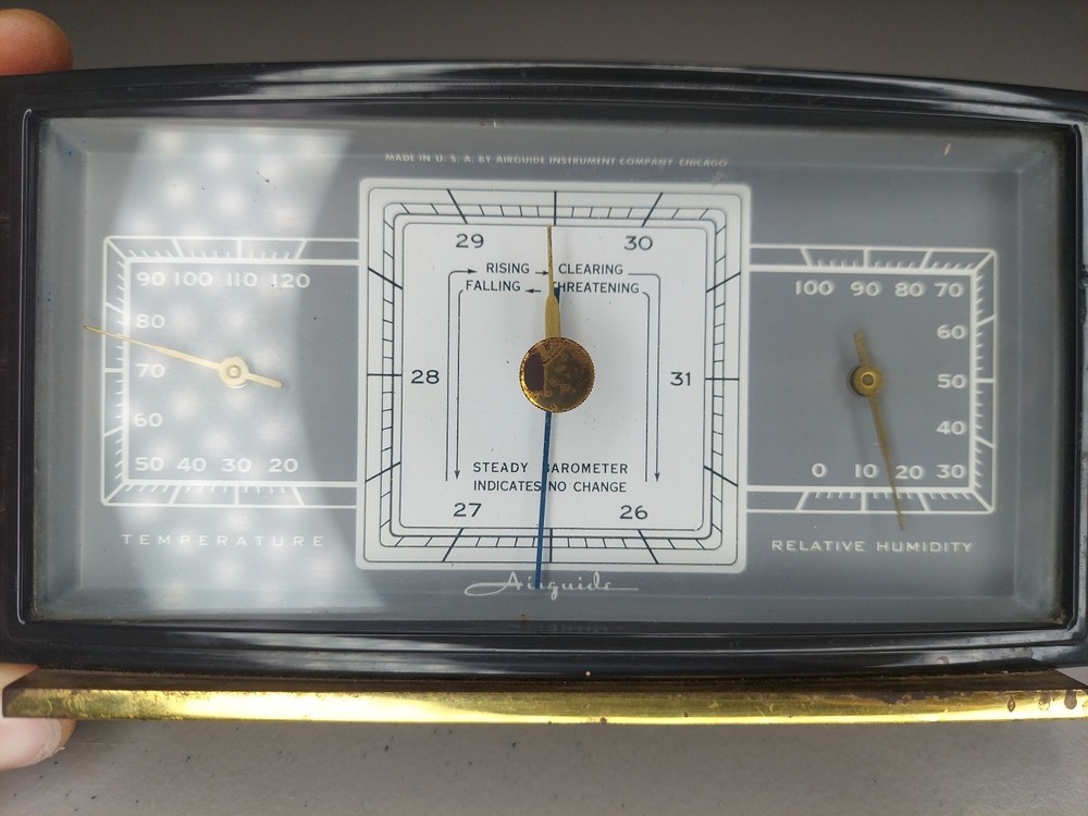 Vintage AirGuide Bakelite Temperature Relative Humidity Barometer