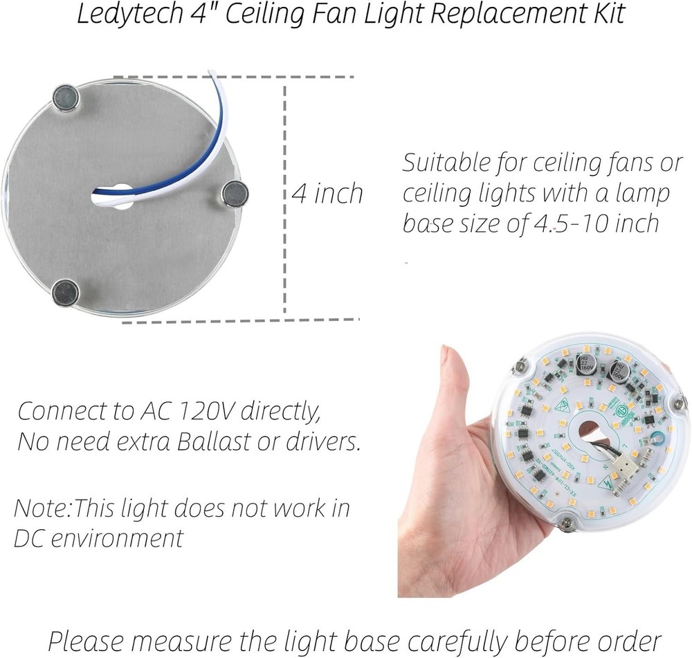 4 inch LED Retrofit Light Kit for Ceiling Fan Light Replacement Panel PCB 18W...