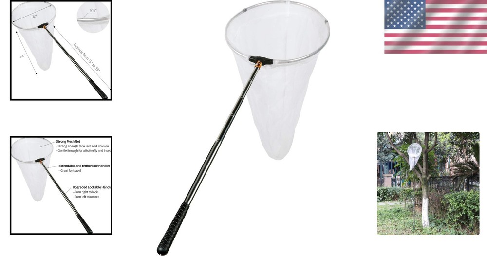 Multi-Function Insect Net with 12" Diameter, 24" Depth, 59" Extendable Handle
