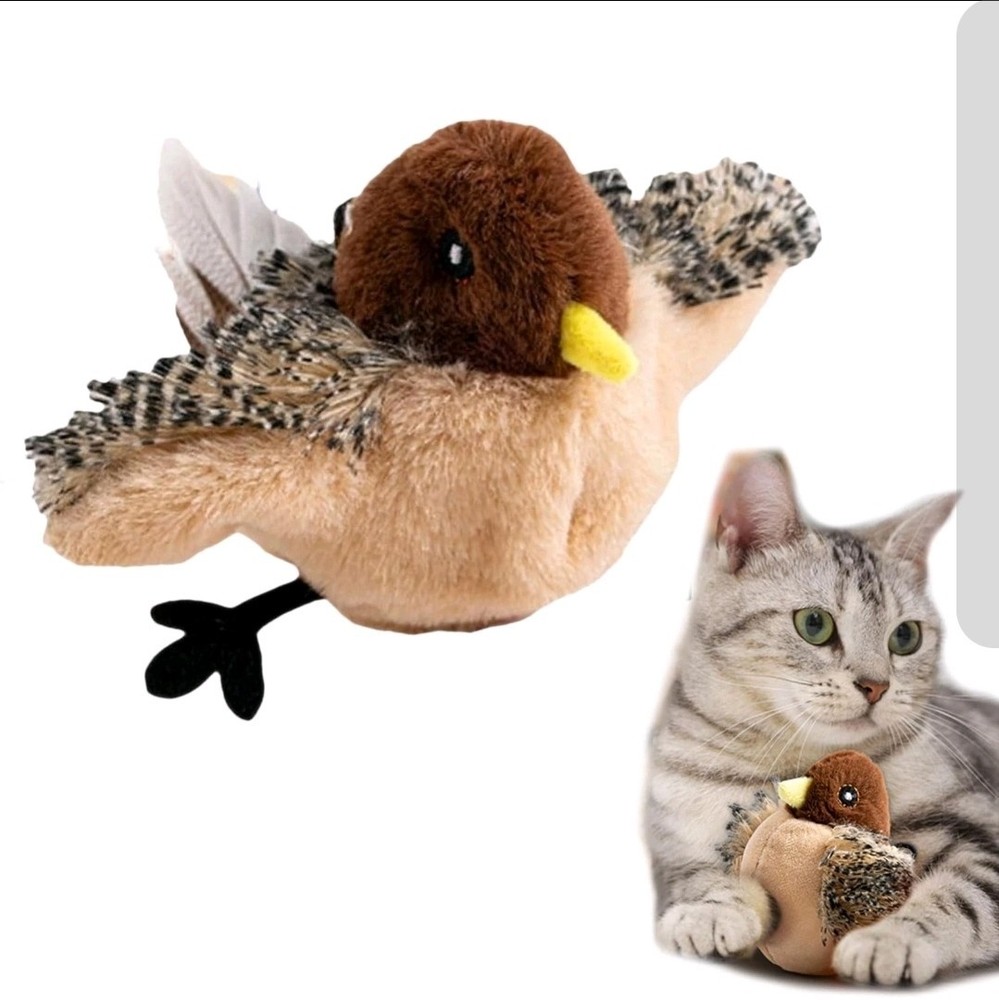 Flapping Bird Cat / Dog Toy – Chirping Plush – Motion Sensor - Touch Activated