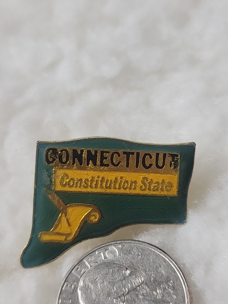 Connecticut Constitution State Shape Epoxy Enamel Lapel Pin 1"