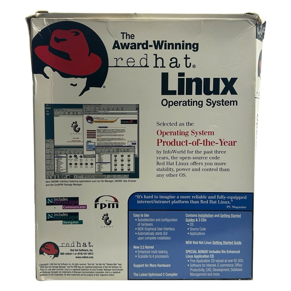 Red Hat Linux 6.0 Big Box Operating System Vintage Computer Software 1999
