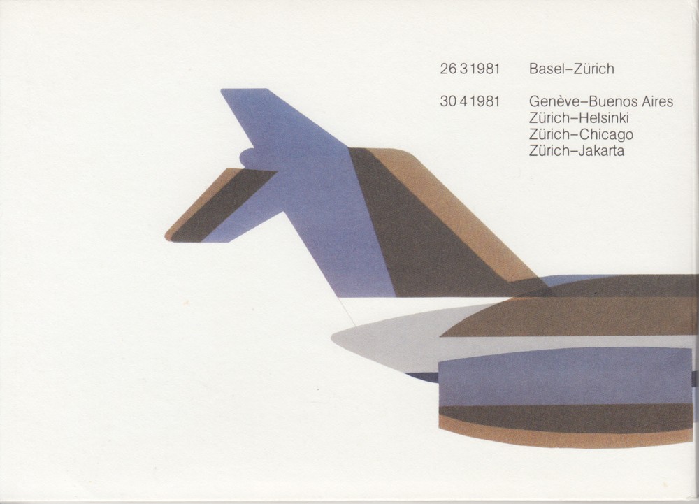 Switzerland Mi 1196 on 4 diff cacheted commemorative flight covers in folder