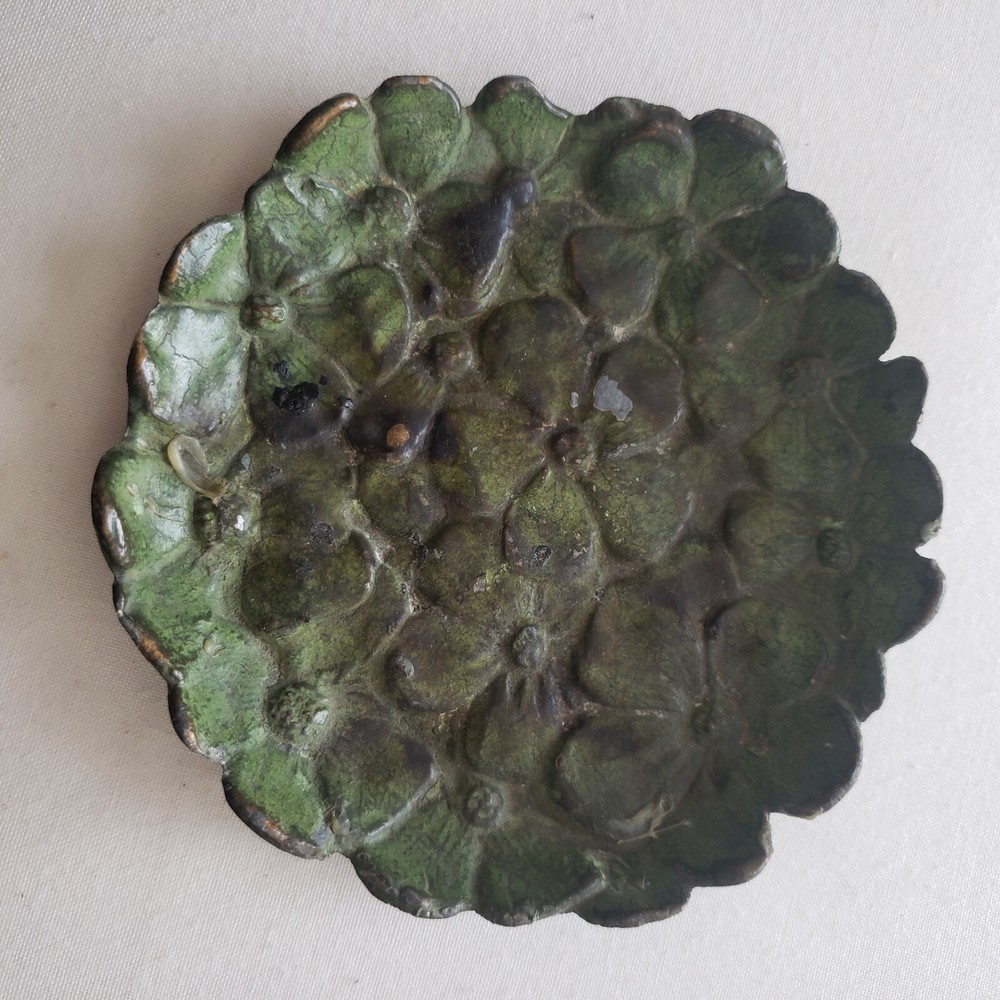 Metal Plate Flower Copper Green