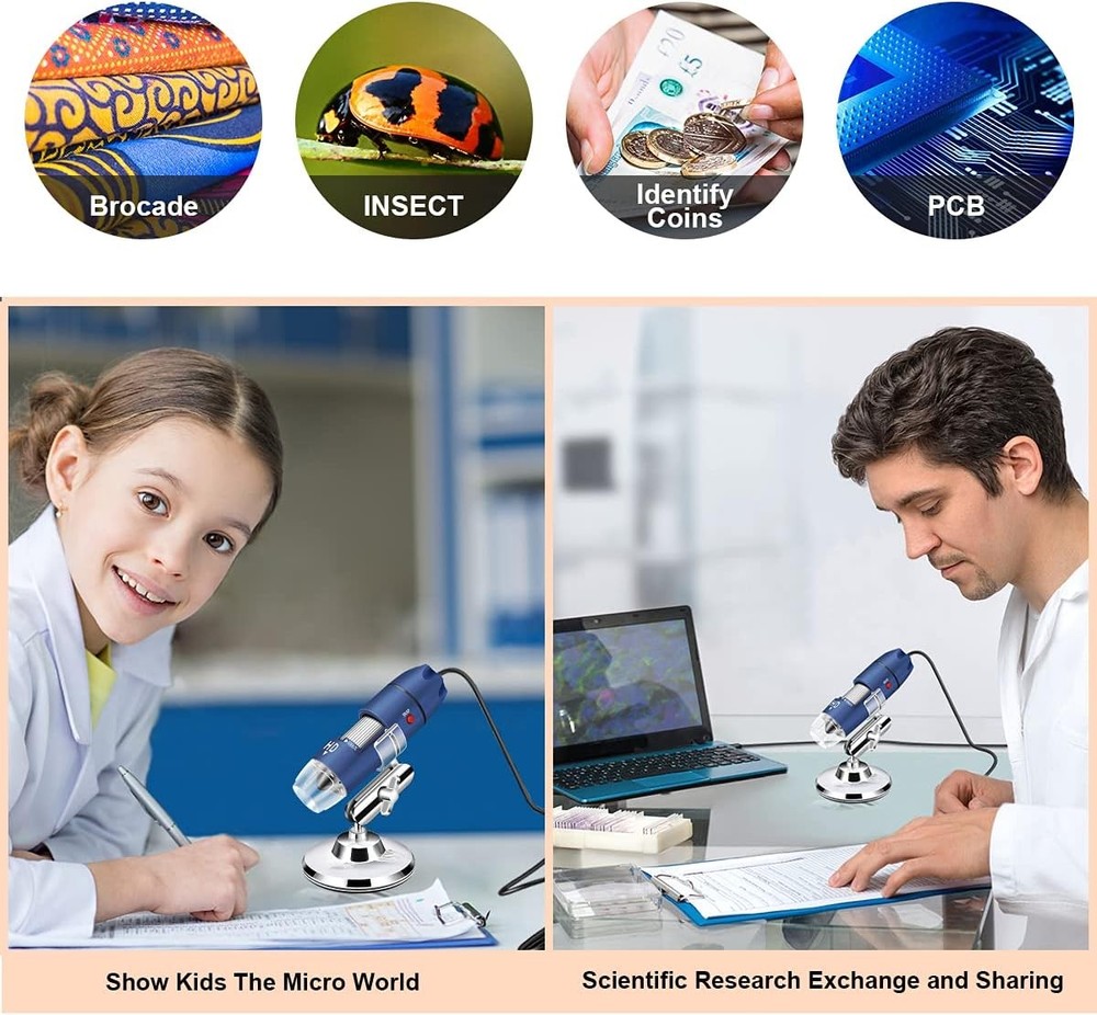 2K HD 2560x1440P USB Digital Microscope for Android Cellphone Blue, Silver