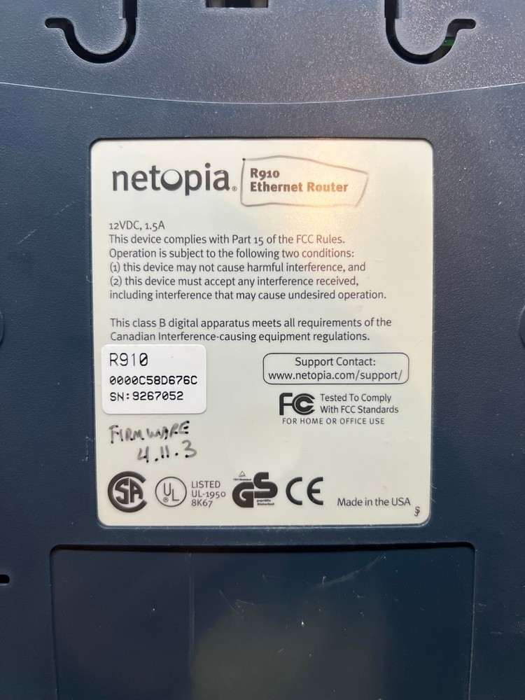 Netopia R910 Ethernet Router Free Shipping