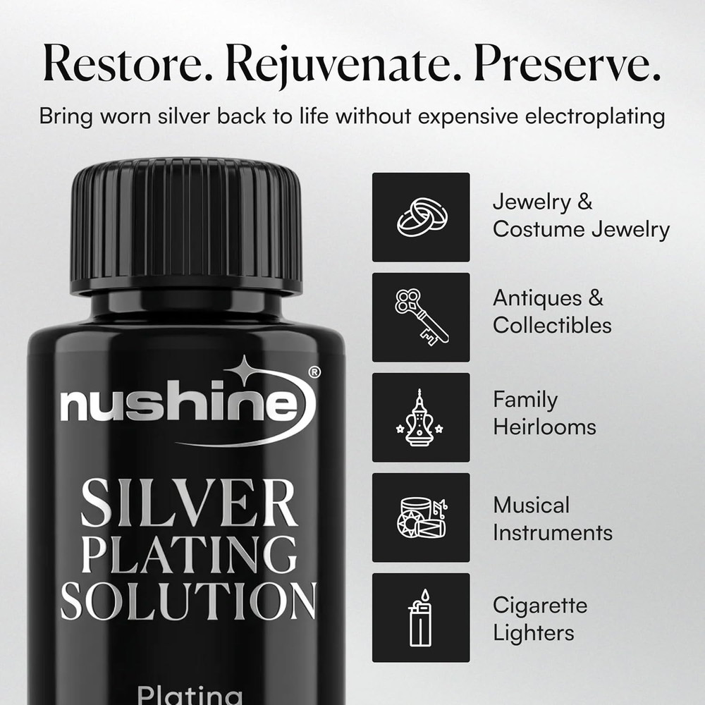 Silver Plating Solution 1.7 Oz - Permanently Plate PURE SLIVER onto Worn Silver,