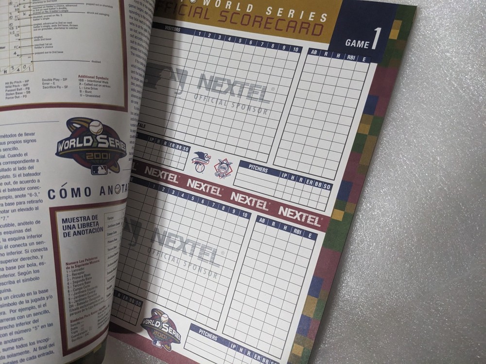 2001 World Series Program New York Yankees Arizona Diamondbacks MLB