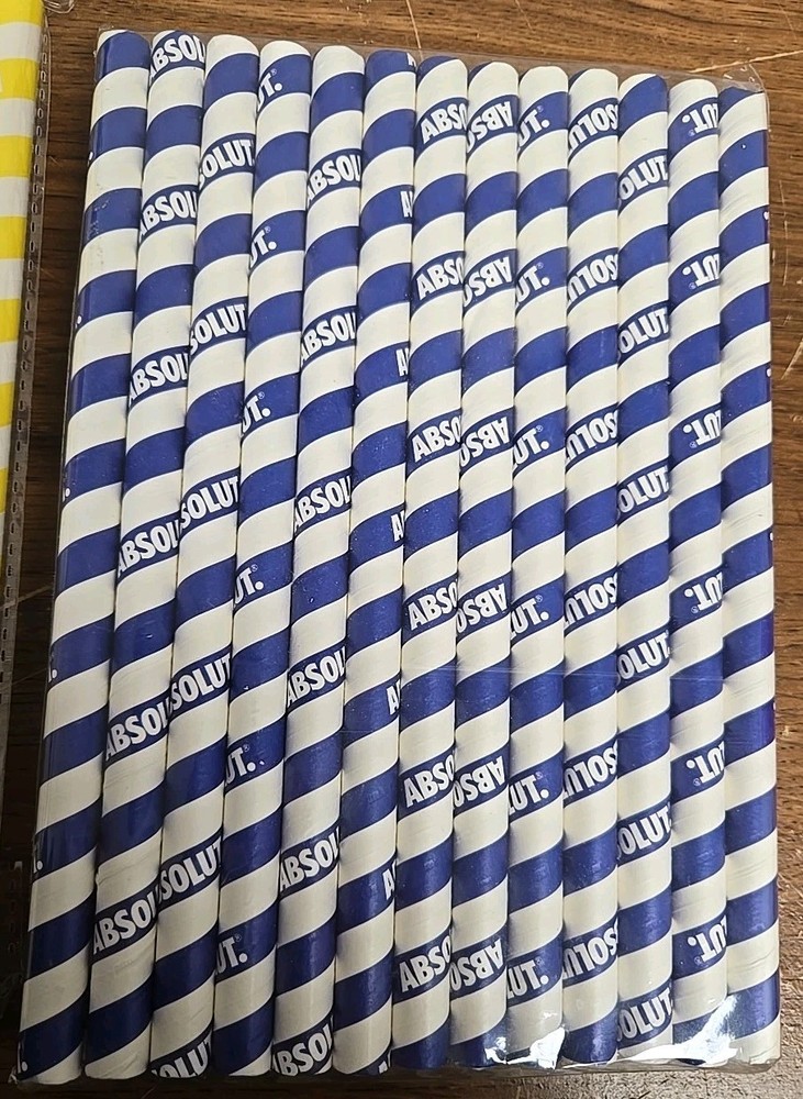Absolut Vodka Branded Thick Paper Straws ~ 75