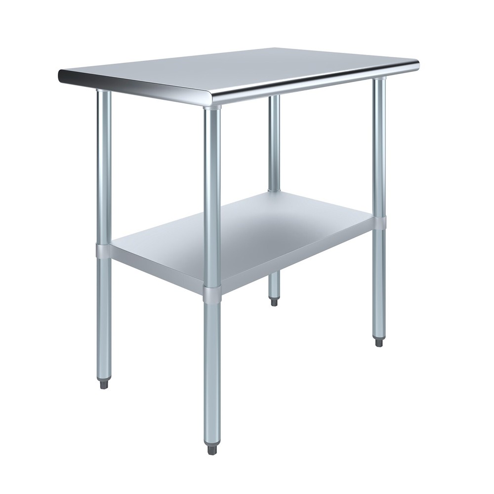 24" X 36" Stainless Steel Work Table With Galvanized Undershelf