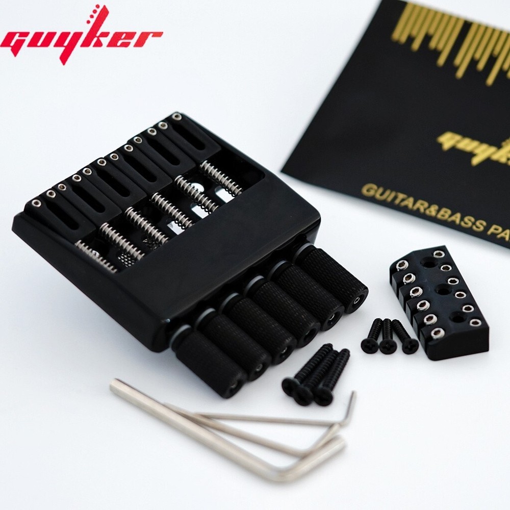 GUYKER Black 6 String Bridge Tailpiece for Headless Guitar Accessories