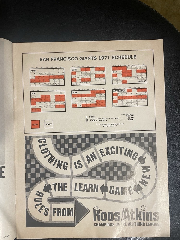 San Francisco Giants 1971 Program And Scorecard.