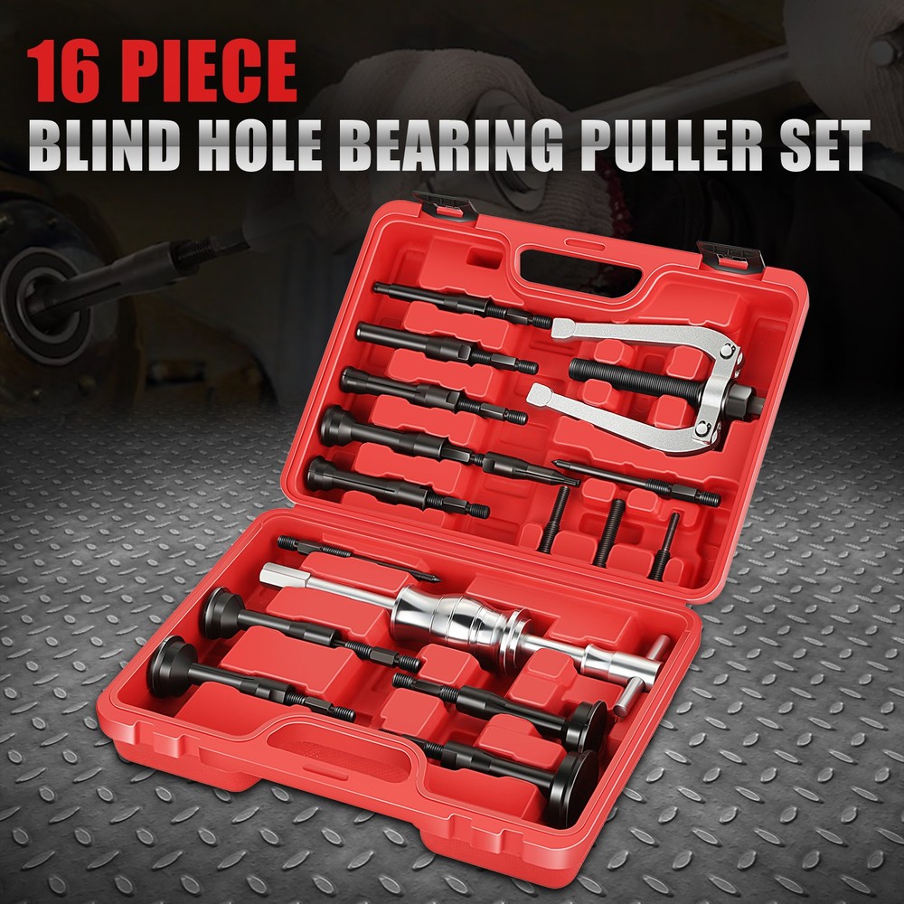 16Pcs Blind Hole Pilot Internal Extractor/Remover Bearing Puller Set Kit w/ Case