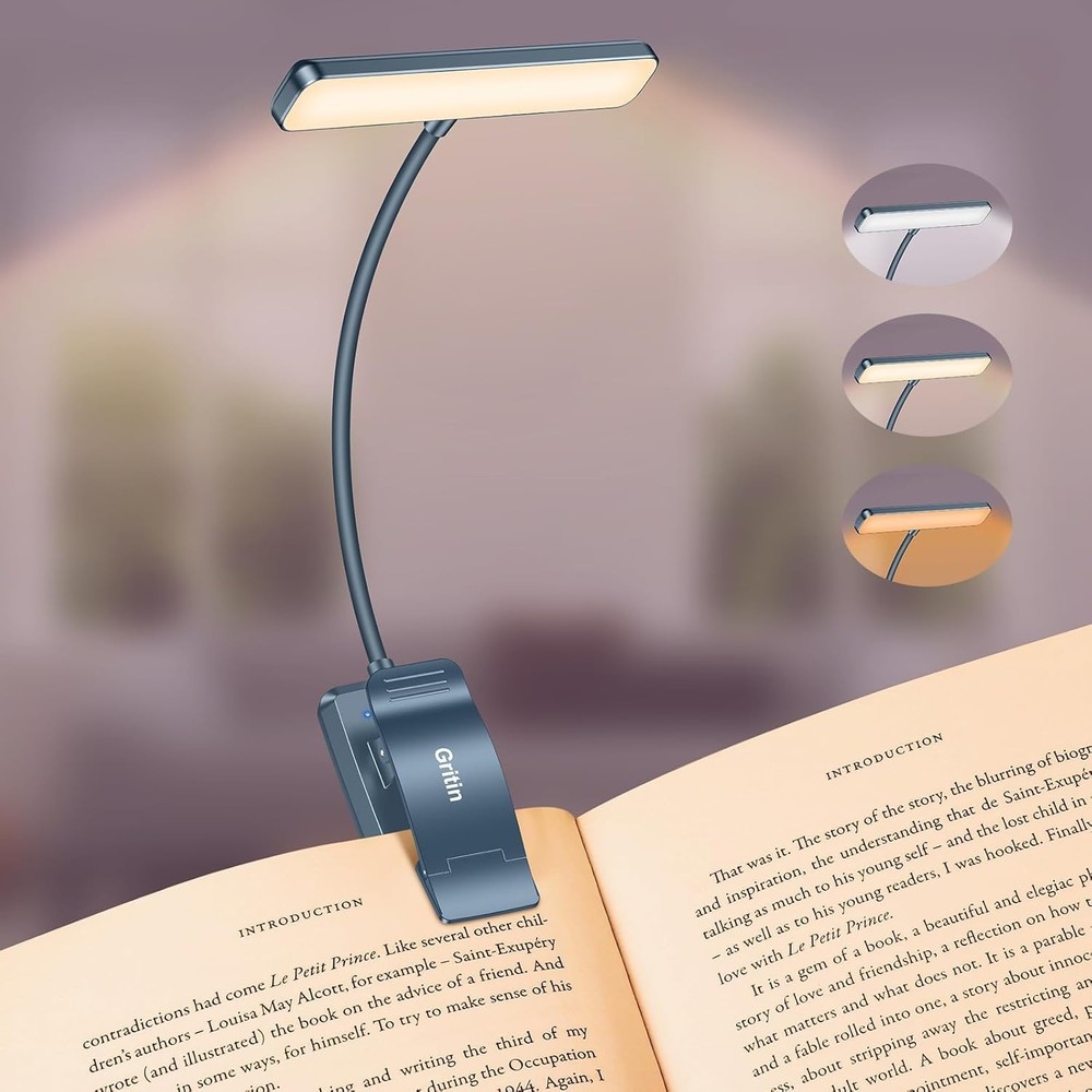 19 LED Rechargeable Book Light for Reading in Bed with Memory Function- Eye C...