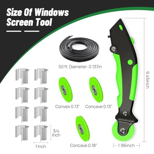 Window Screen Door Repair/Replacement Kit, Includes Screen Mesh Black