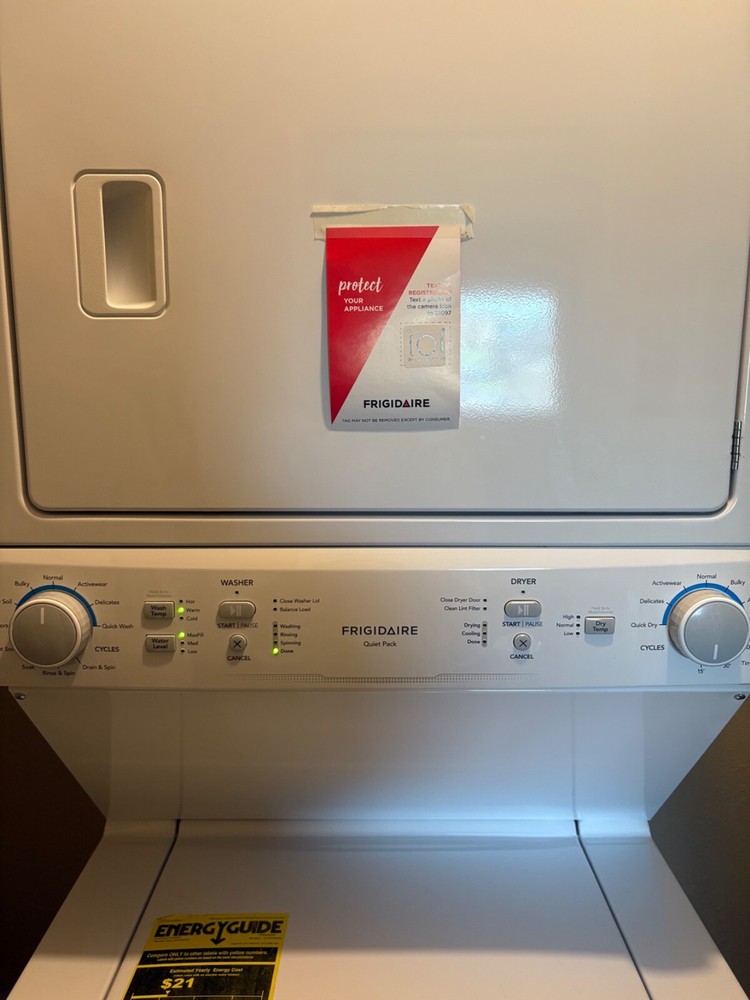 washer and dryer set stackable used. frigidaire quiet pack