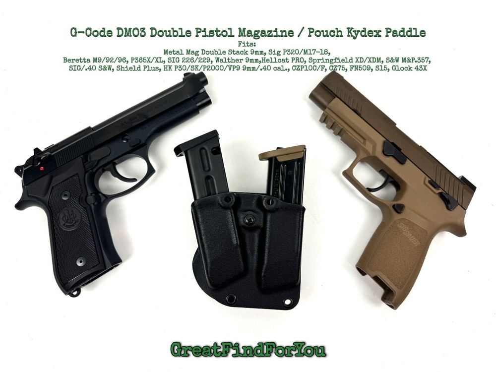 G-Code DMO3 Double Pistol Magazine Carrier/Pouch Kydex Small Paddle - Black