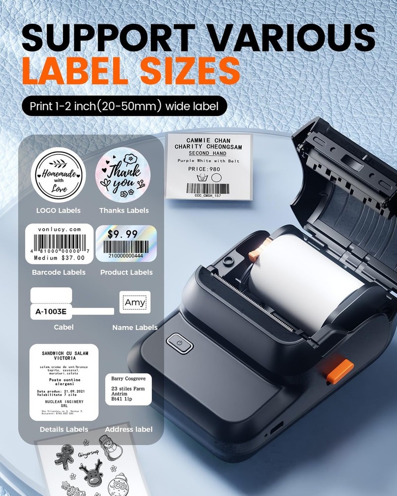 Ponek Label Maker Machine with Tape, M100 Address Barcode Label Printer, Vers...