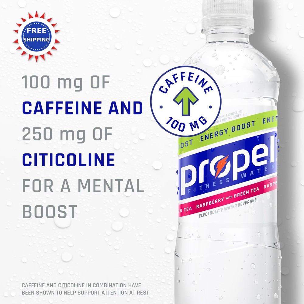 Propel Energy Boost Flavored Water Raspberry Green Tea 16.9oz 12 Pack Zero