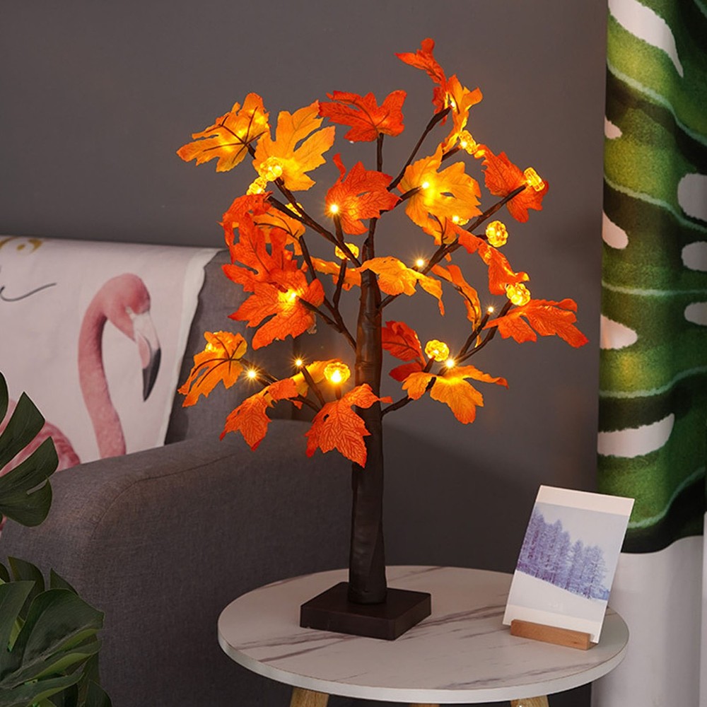 24in Fall Maple Tree With 24 LEDs Soft Light For Xmas