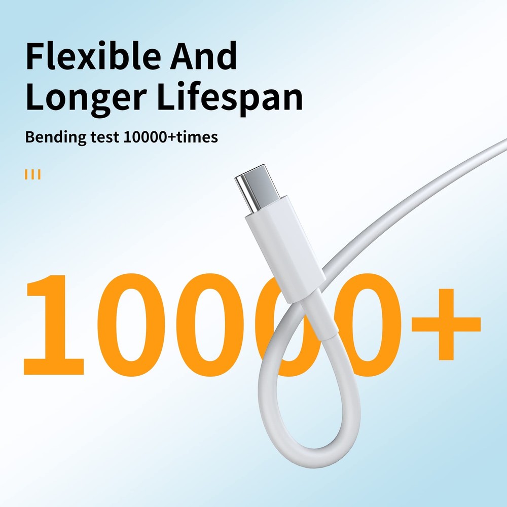 Hrbzo USB C Cable (5-Pack 3.3 ft, 6 6 white