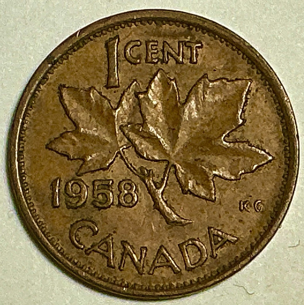 1958 Canada Cent KM# 49. Elizabeth II. Bronze