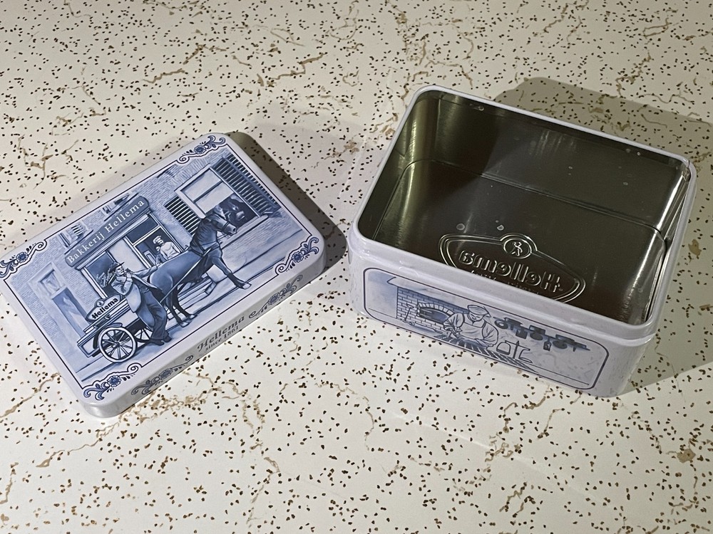 Empty Biscuits From Holland Hellema 1861 Metal Tin Candy Storage Box
