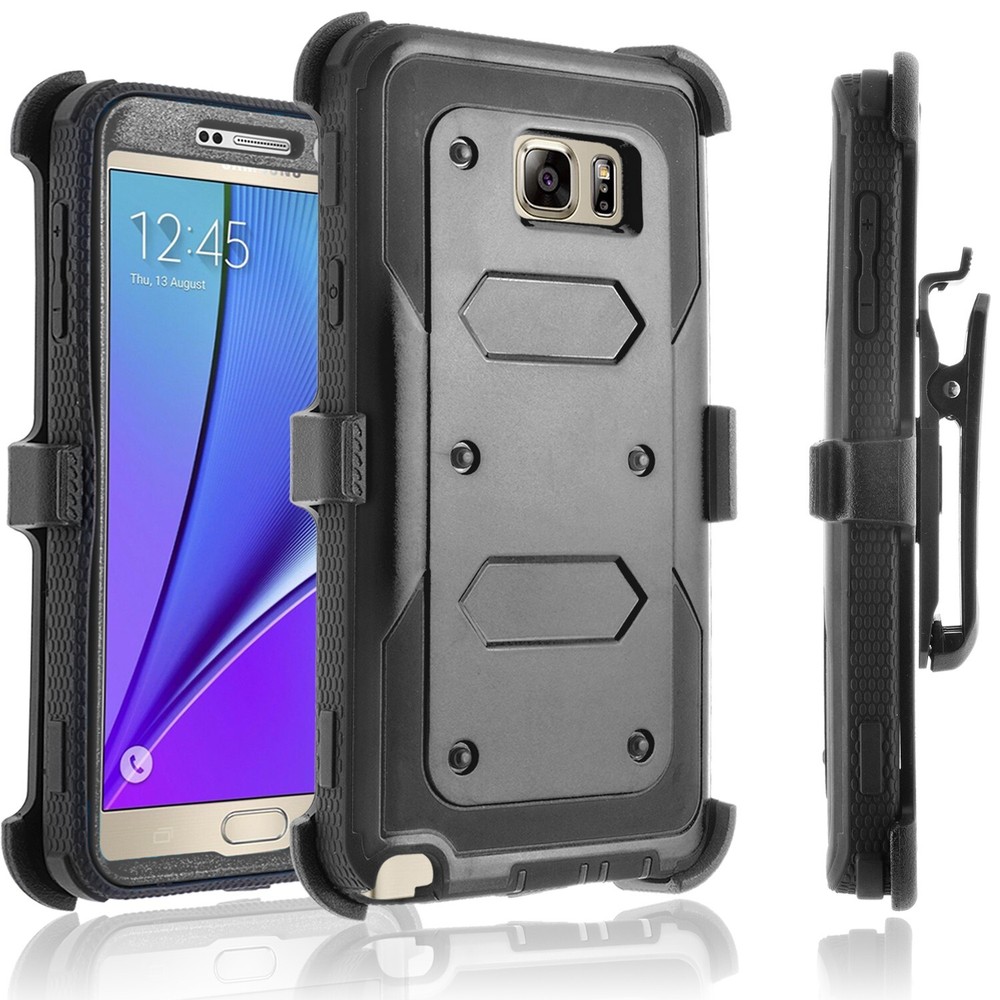 For Samsung Galaxy Note 5 Shockproof Case Belt Clip Tempered Glass Protector