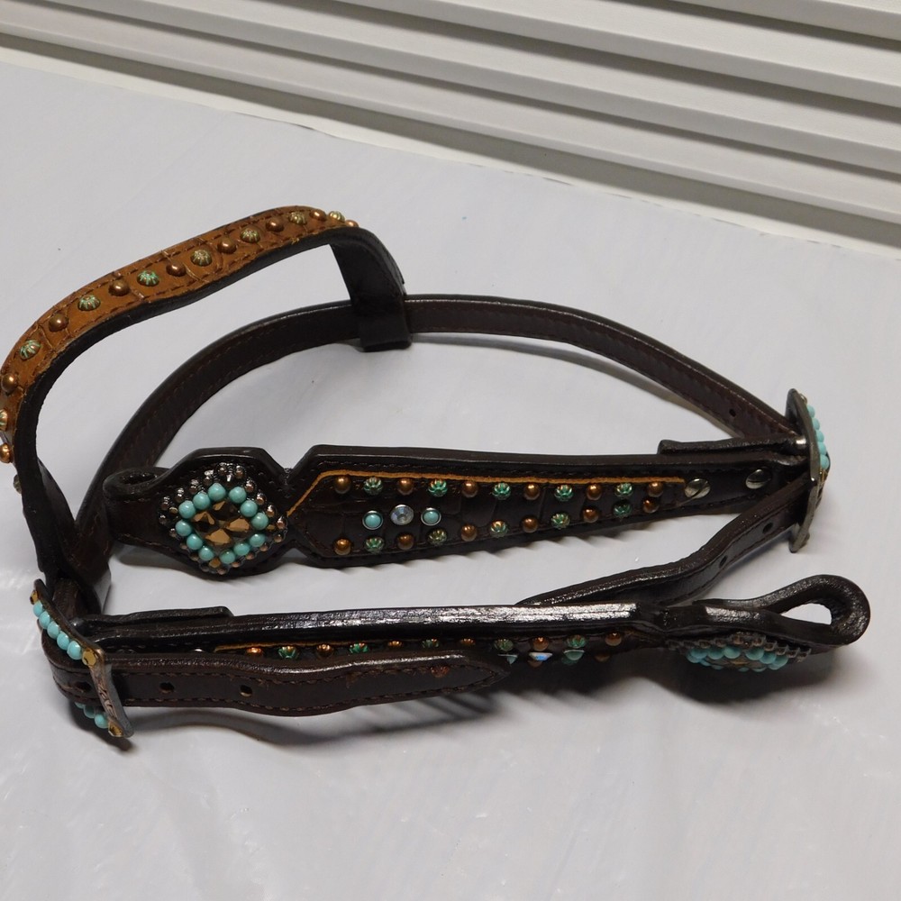 TURQUOISE AND BROWBAND HEADSTALL