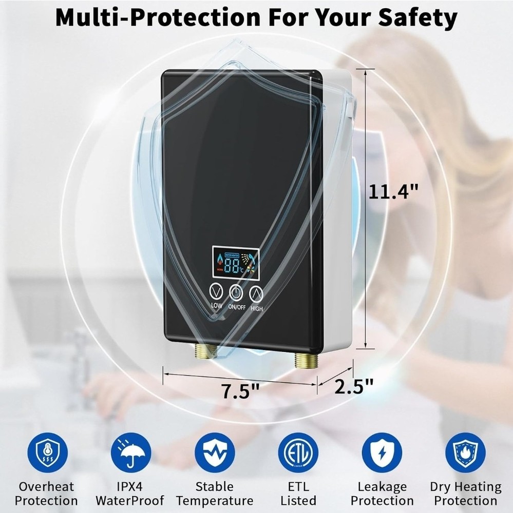 Tankless Electric Water Heater,110V 5500W Under Sink Instant White