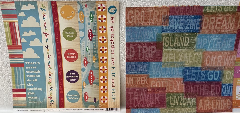 12" x 12" Scrapbook Various SUMMER VACATION, 13 Single & 2 Double-Sided Sheets