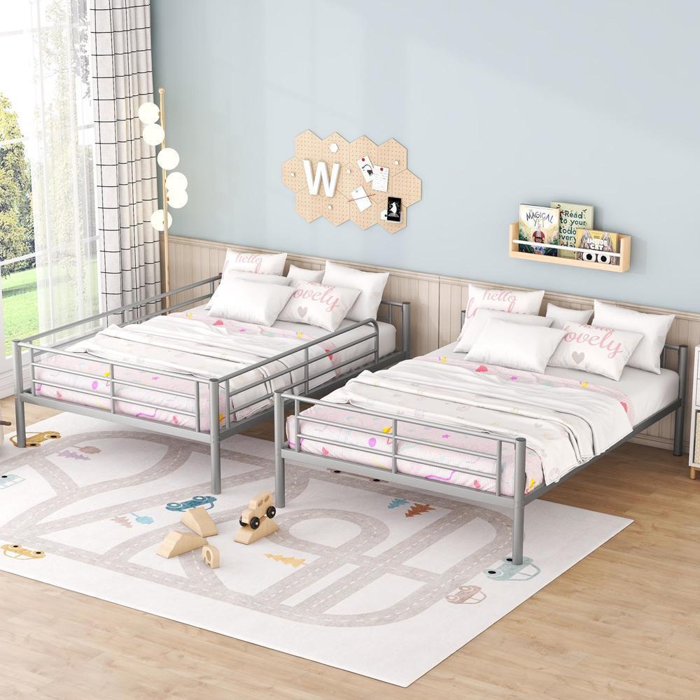 Full Over Full Metal Bunk Bed Sliver