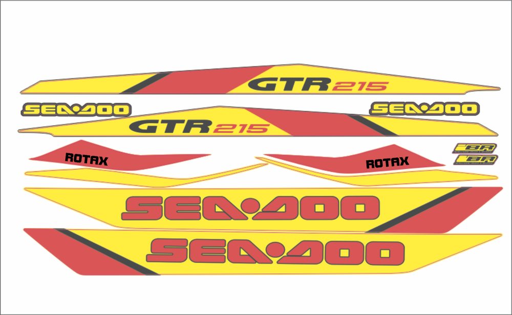 SEADOO GTR 215 2015-16 Graphics / Decal / Sticker Kit YELLOW & RED