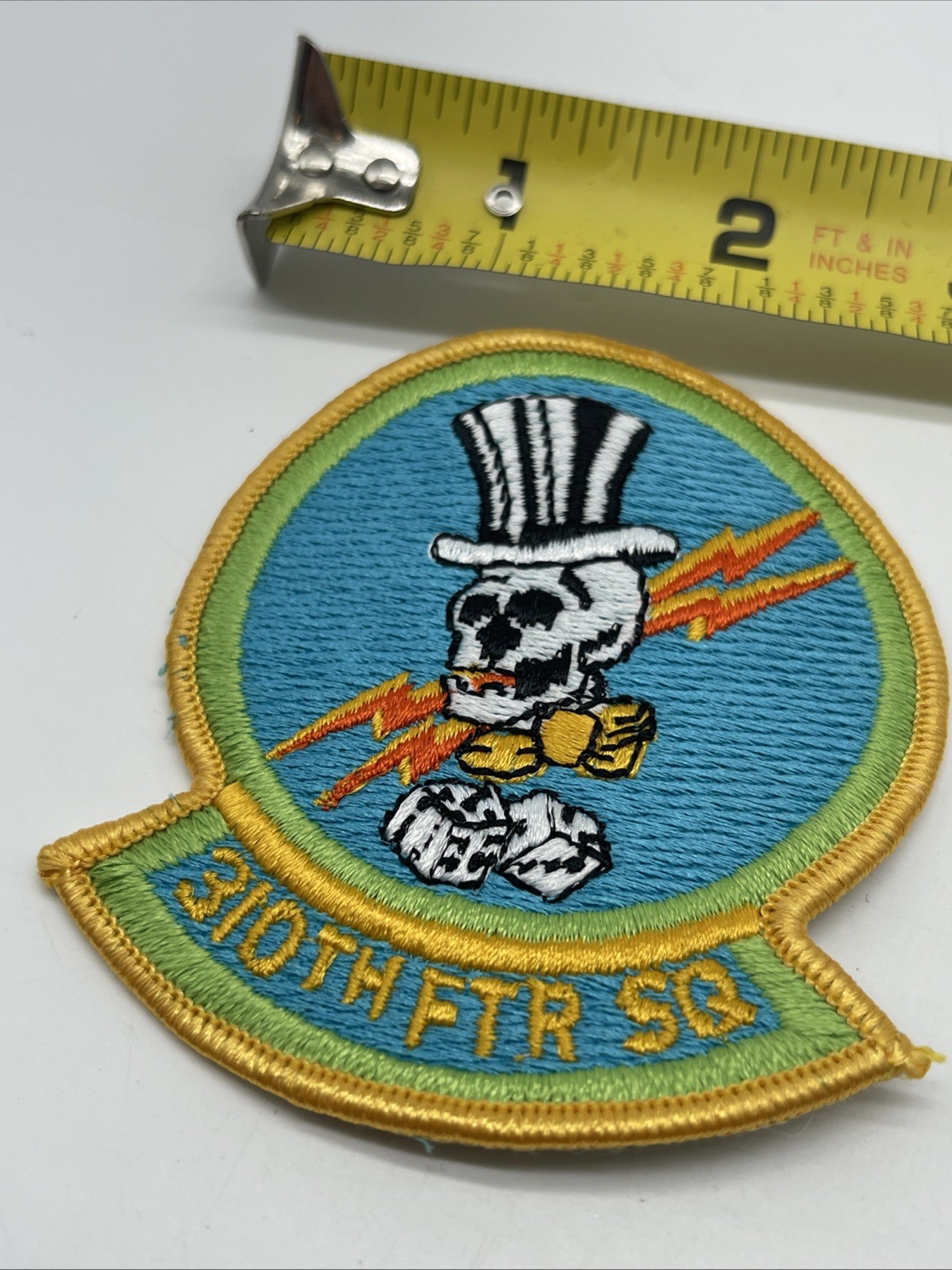 U.S. Military 310th Fighter Squadron Patch Insignia Skull Top Hat Full Color